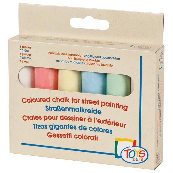 Coloured Street Chalk - 6 pieces