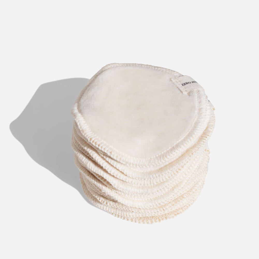 Organic Cotton Make-up Pads & Wash Bag- Set of 16 - Natural (8+8) - 20% OFF